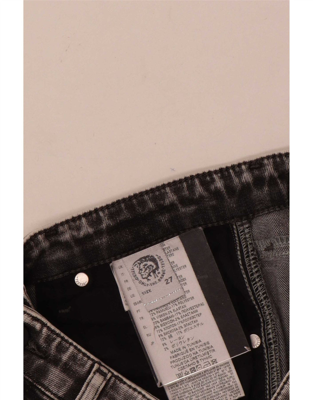 Jeans Slim Feminino Diesel W27 L26 Algodão Cinza