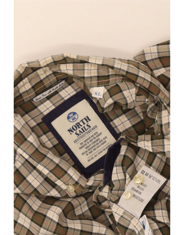 Camisa masculina North Sails XL caqui xadrez algodão