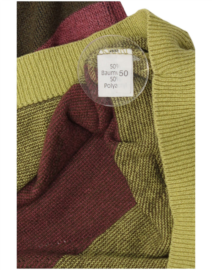 Suéter masculino VINTAGE com gola redonda IT 50 verde médio geométrico