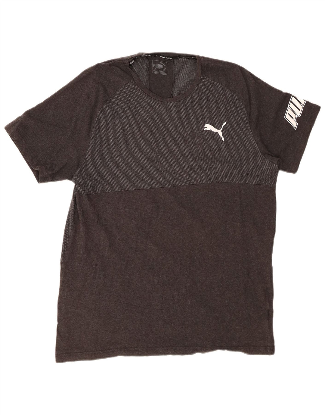 Camiseta gráfica masculina PUMA Top 2XL cinza colorblock