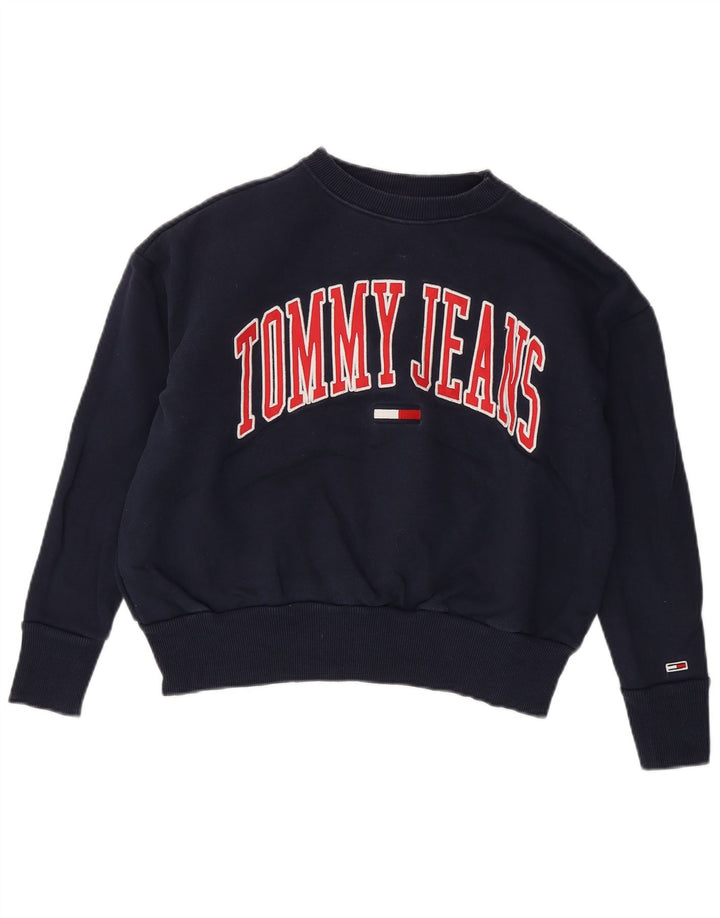 Tommy Hilfiger moletom feminino oversized jumper Reino Unido 10 pequeno azul marinho