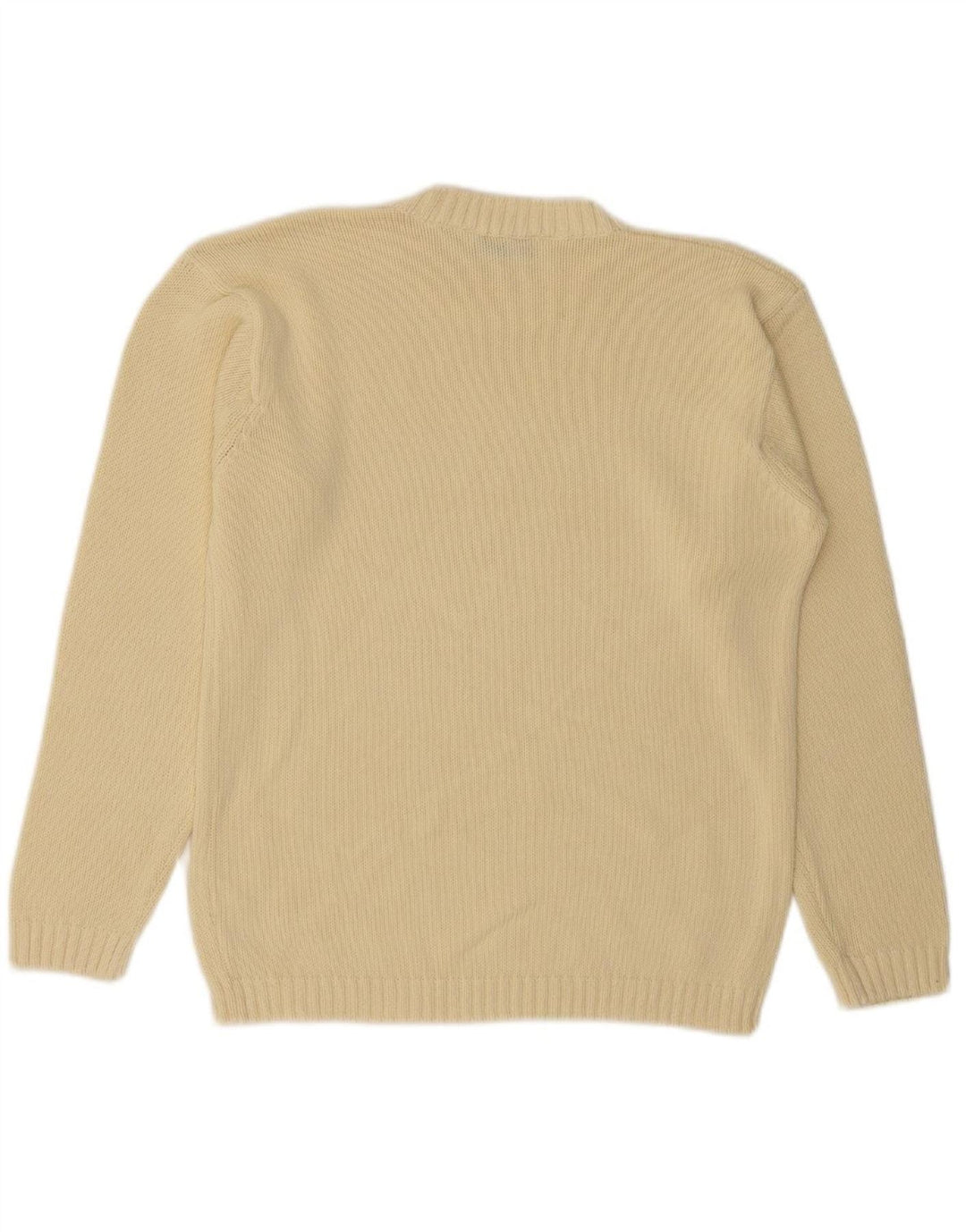 Suéter feminino MARKS & SPENCER com gola redonda, 8 algodão bege pequeno