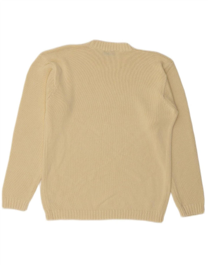 Suéter feminino MARKS & SPENCER com gola redonda, 8 algodão bege pequeno
