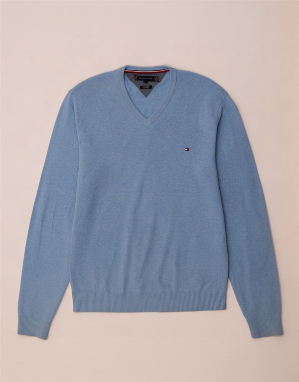 Suéter masculino Tommy Hilfiger com decote em V 2XL algodão azul