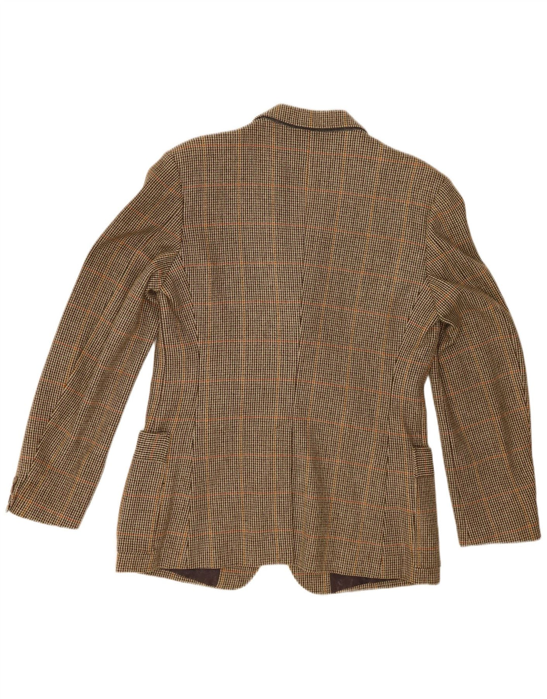Jaqueta blazer masculina vintage com 3 botões Reino Unido 38 xadrez cáqui médio