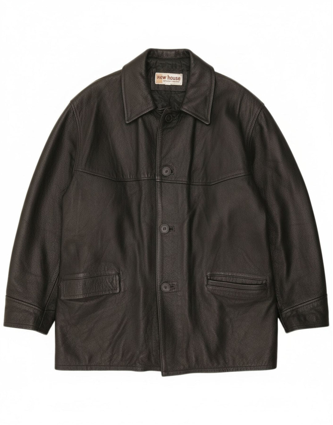 Jaqueta de couro masculina vintage UK 40 grande couro preto