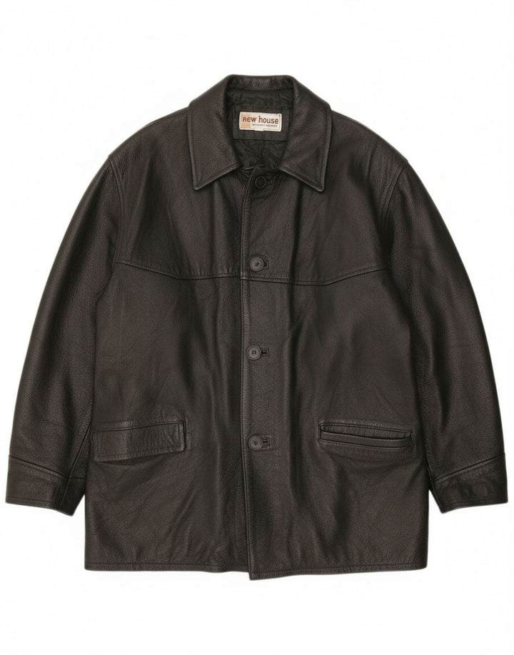 Jaqueta de couro masculina vintage UK 40 grande couro preto