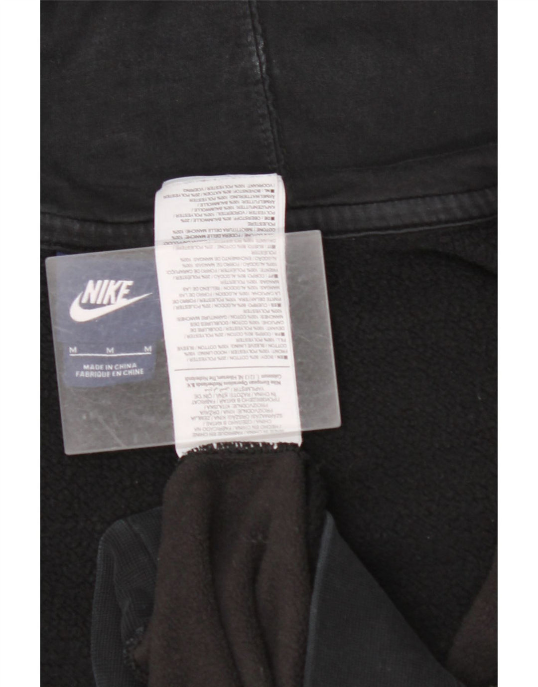 Suéter masculino Nike com capuz e zíper médio preto algodão