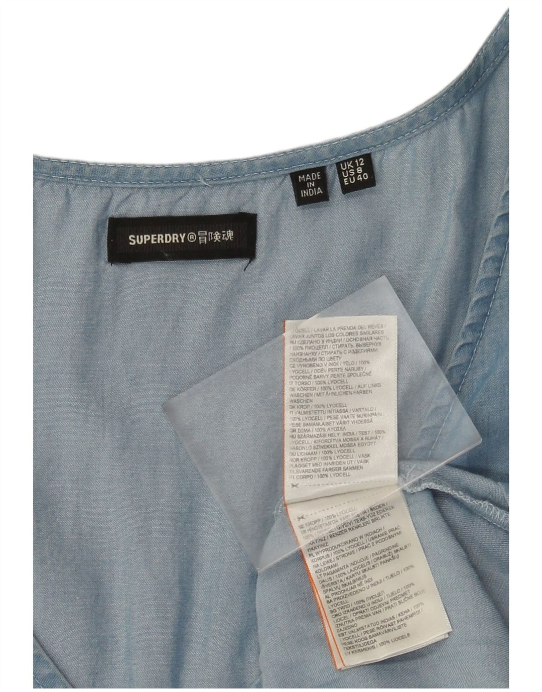 Vestido feminino Superdry A-Line UK 12 Médio Azul Lyocell