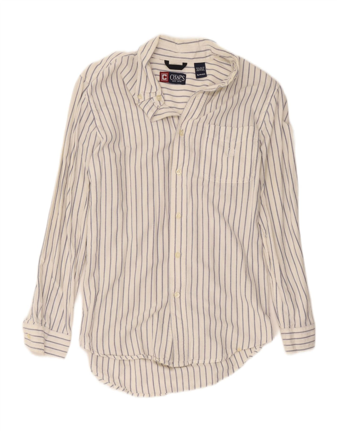 Camisa masculina Chaps pequena listrada branca de algodão