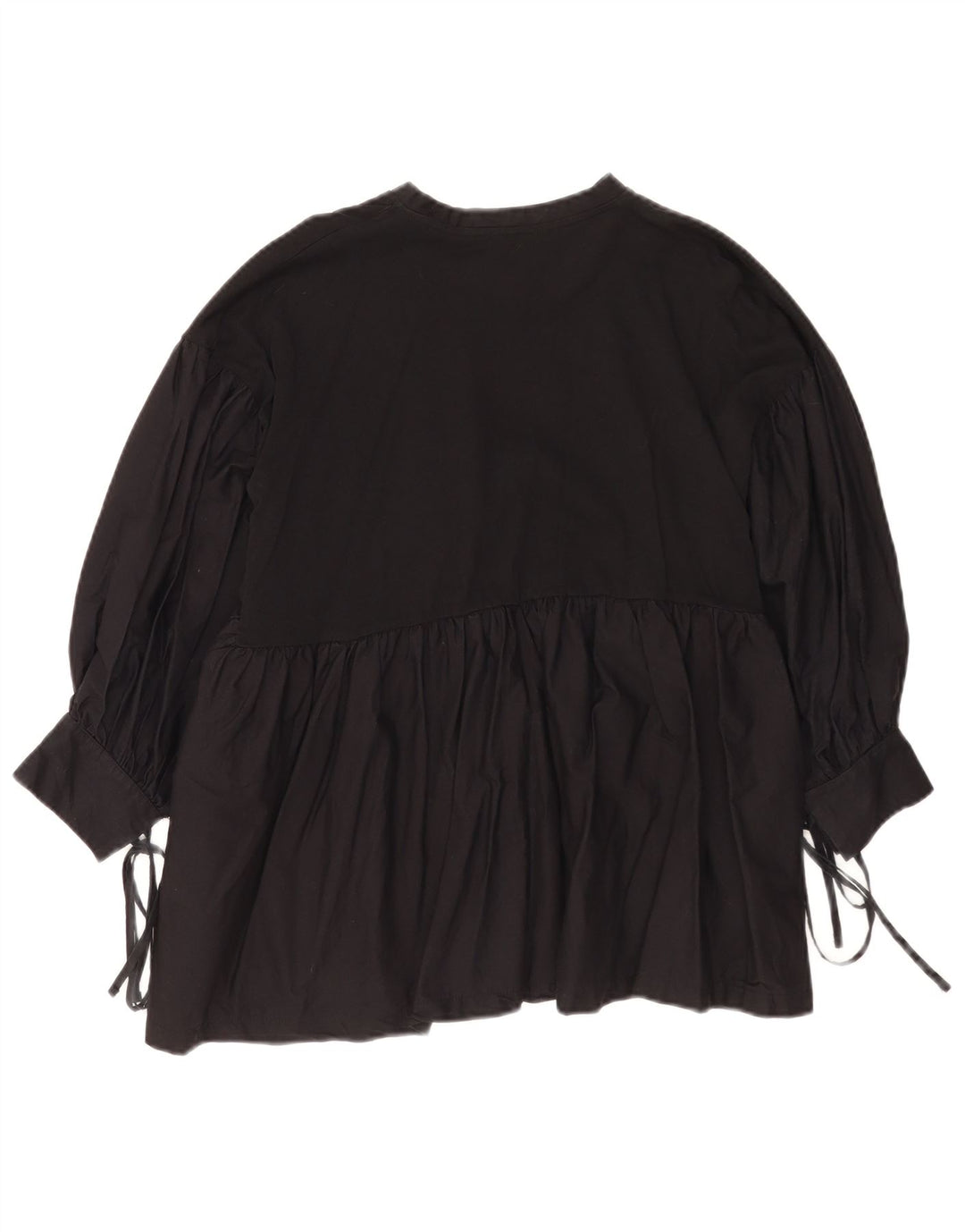 Blusa feminina Zara manga 3/4 top Reino Unido 14 algodão preto médio