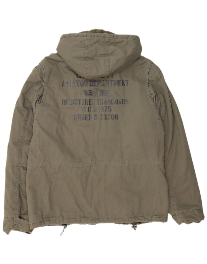 Jaqueta militar masculina com capuz gráfico BRANDIT UK 42 XL algodão cáqui