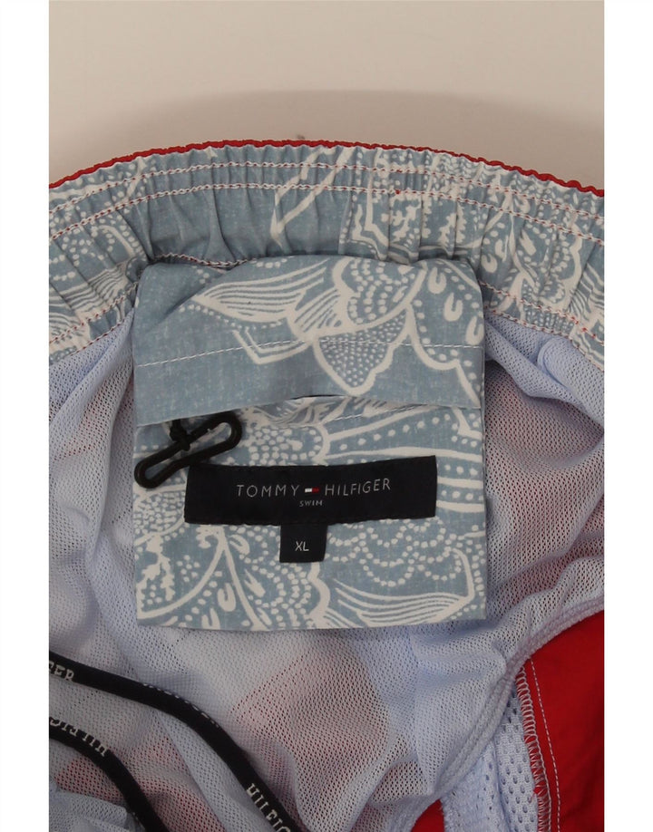 Shorts de natação masculino Tommy Hilfiger XL listrado vermelho