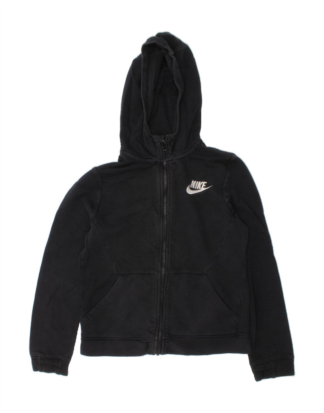 NIKE Boys Zip Hoodie Sweater 12-13 Years Large  Black Cotton Vintage Nike and Second-Hand Nike from Messina Hembry 