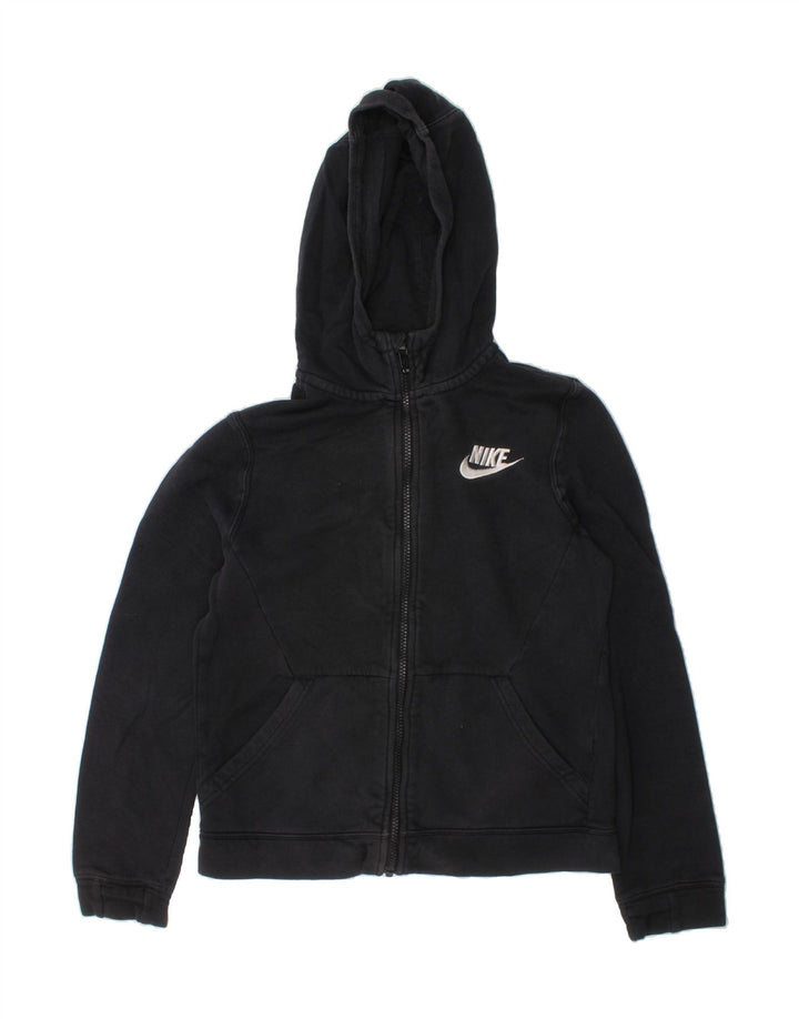 NIKE Boys Zip Hoodie Sweater 12-13 Years Large  Black Cotton Vintage Nike and Second-Hand Nike from Messina Hembry 