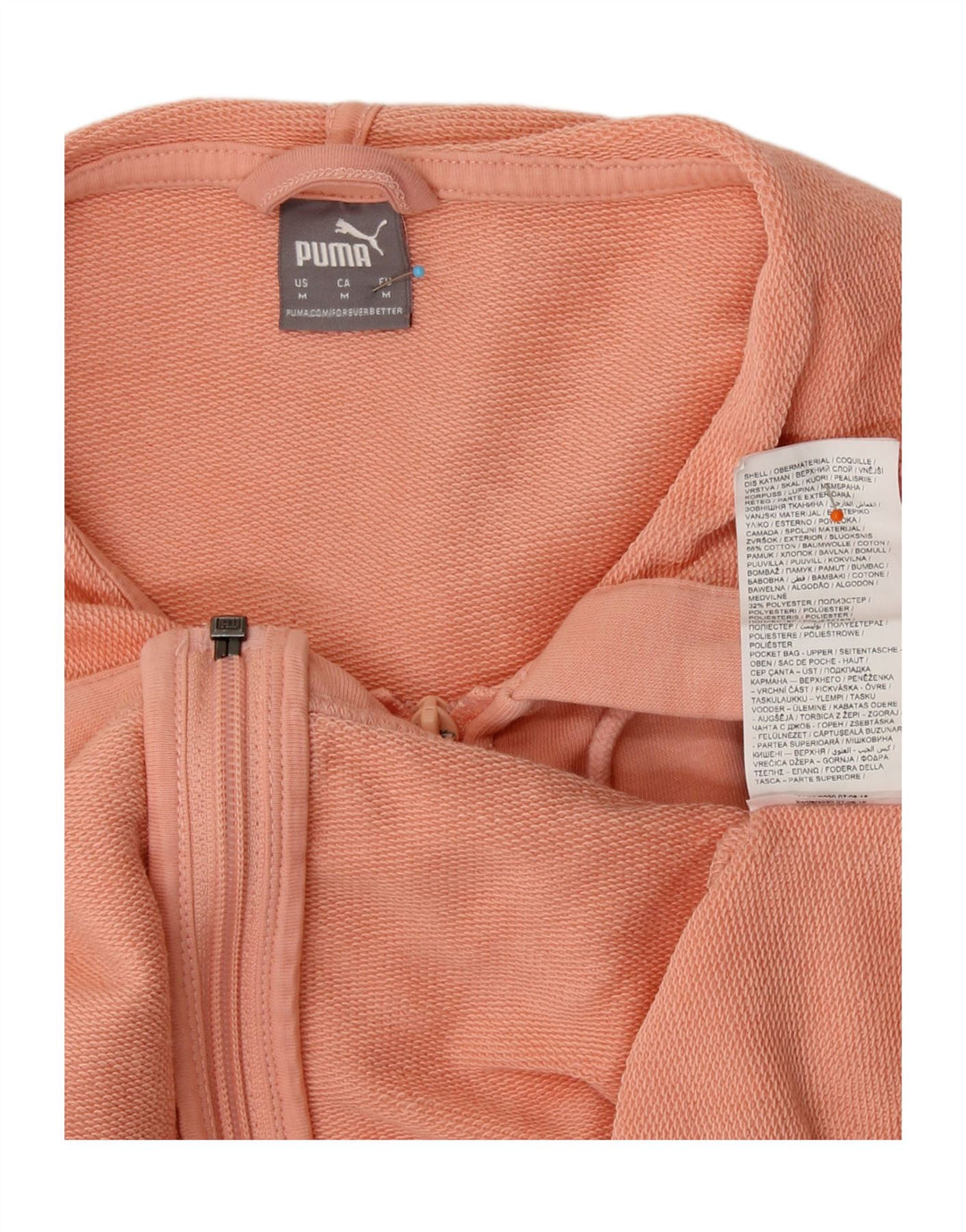 PUMA Womens Zip Hoodie Sweater UK 14 Medium Pink Cotton Vintage Puma and Second-Hand Puma from Messina Hembry 