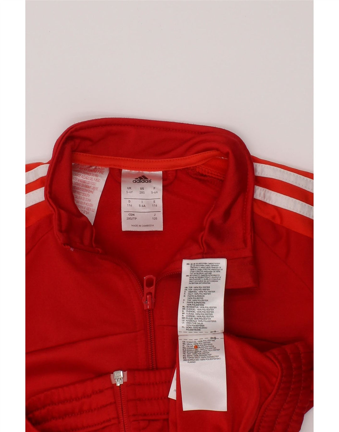 ADIDAS Casaco de treino para meninas 5-6 anos vermelho poliéster