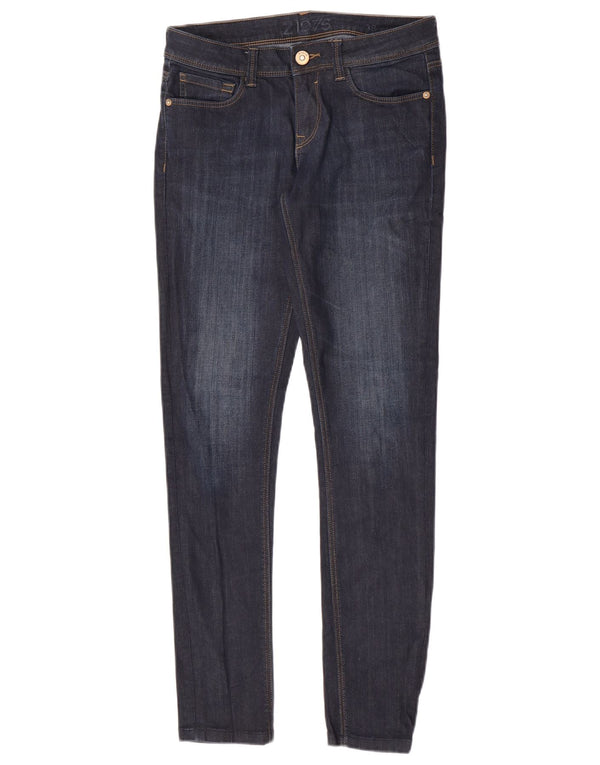 Zara Jeans Skinny Feminino UE 38 Pequeno W28 L30 Azul Marinho Algodão