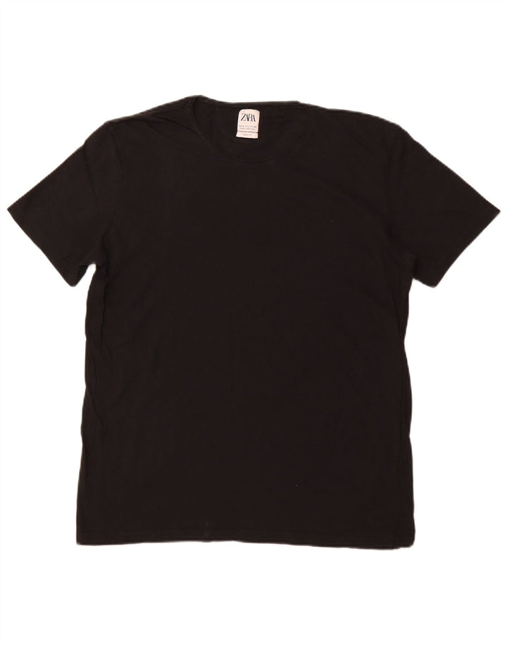 Zara Camiseta Feminina Easy Fit Top UK 14 Grande Preto