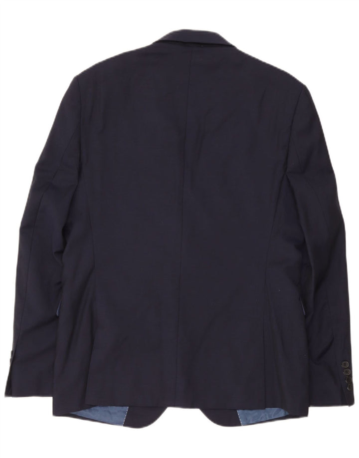 Jaqueta blazer masculina Dkny com 2 botões IT 52 XL lã azul marinho