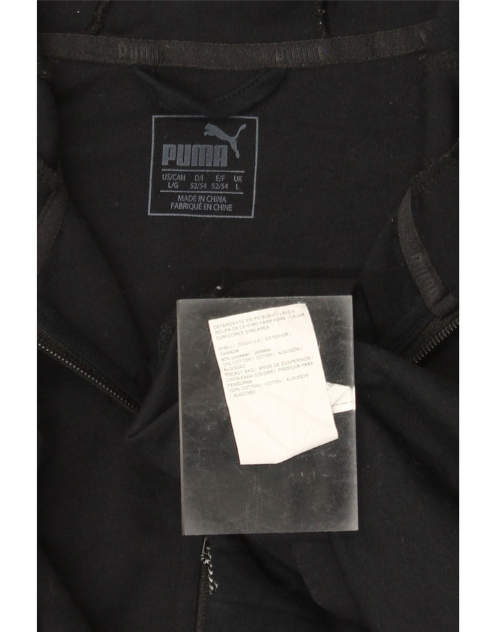 Suéter masculino PUMA com capuz e zíper grande poliéster preto