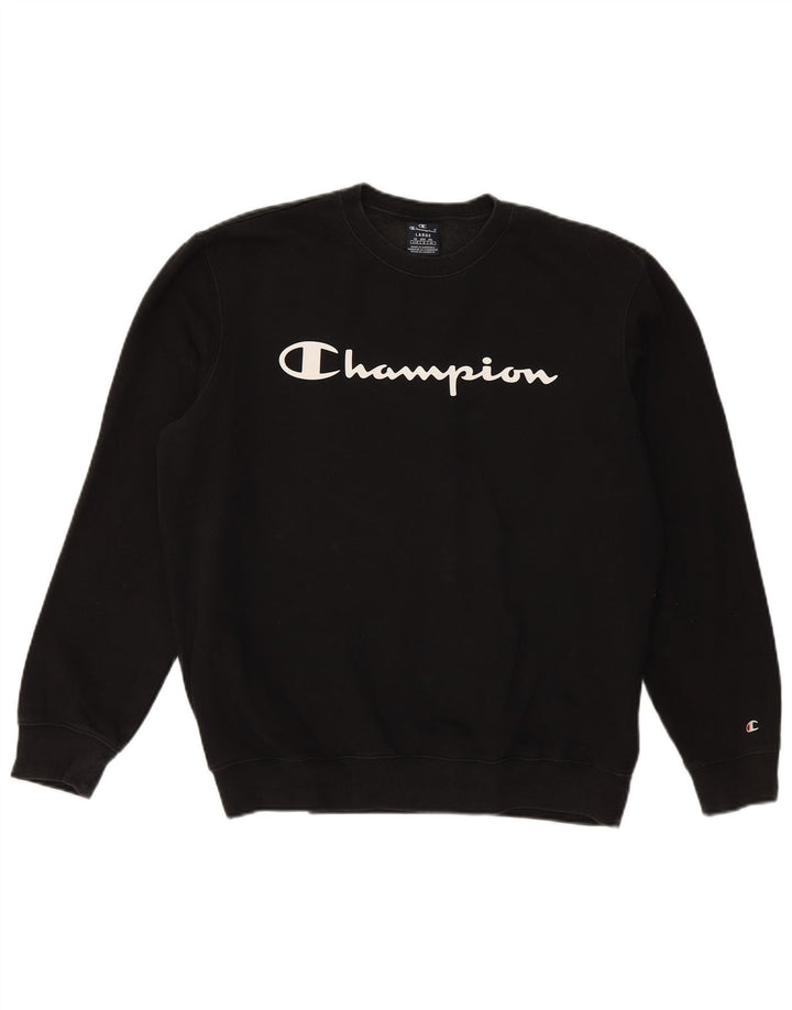 Champion moletom gráfico masculino jumper grande algodão preto