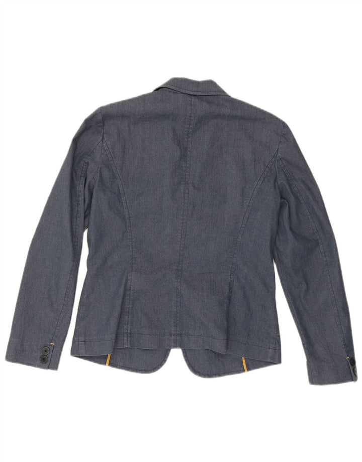 Jaqueta blazer feminina Trussardi jeans com 2 botões Reino Unido 14 grande azul marinho