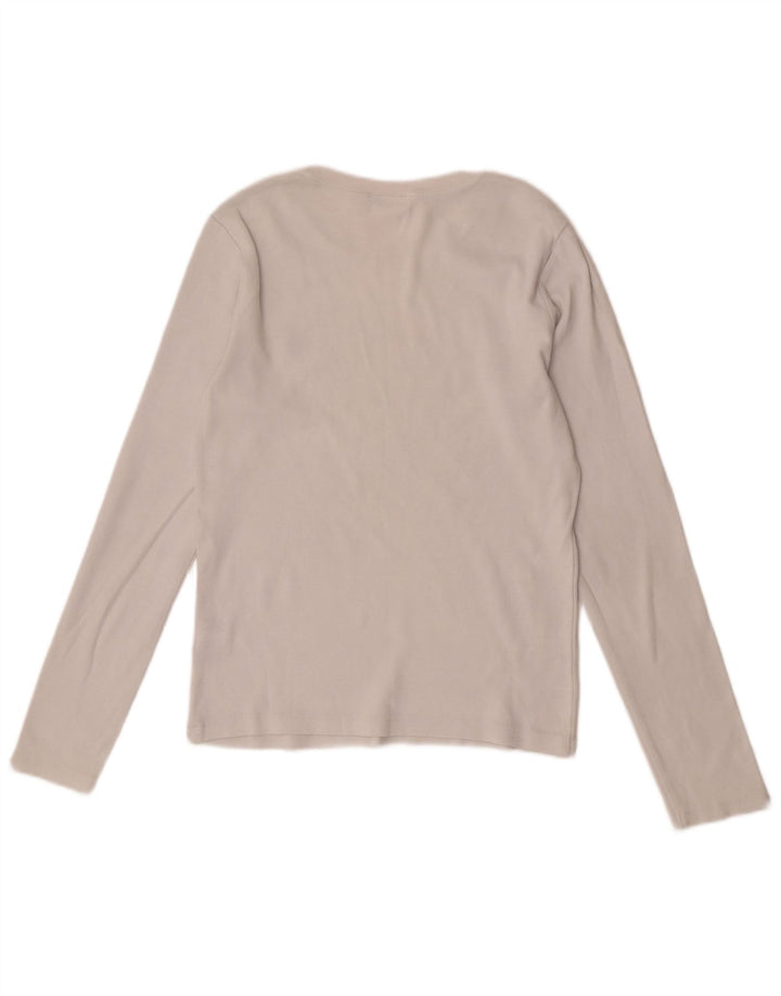Ralph Lauren Top feminino manga comprida Reino Unido 14 grande algodão branco