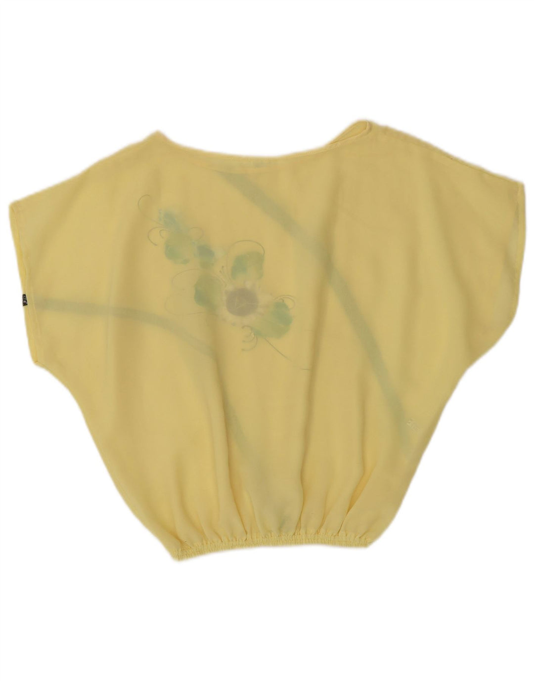 Blusa cropped feminina vintage UK 14 poliéster floral amarelo médio