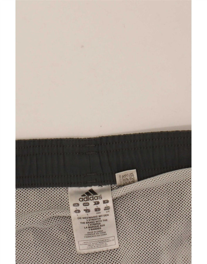 Shorts de natação masculino Adidas grande poliéster xadrez cinza