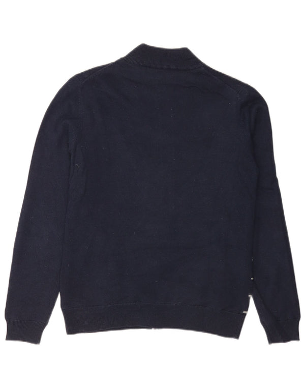 Suéter cardigã feminino Calvin Klein UK 12 médio listrado azul marinho