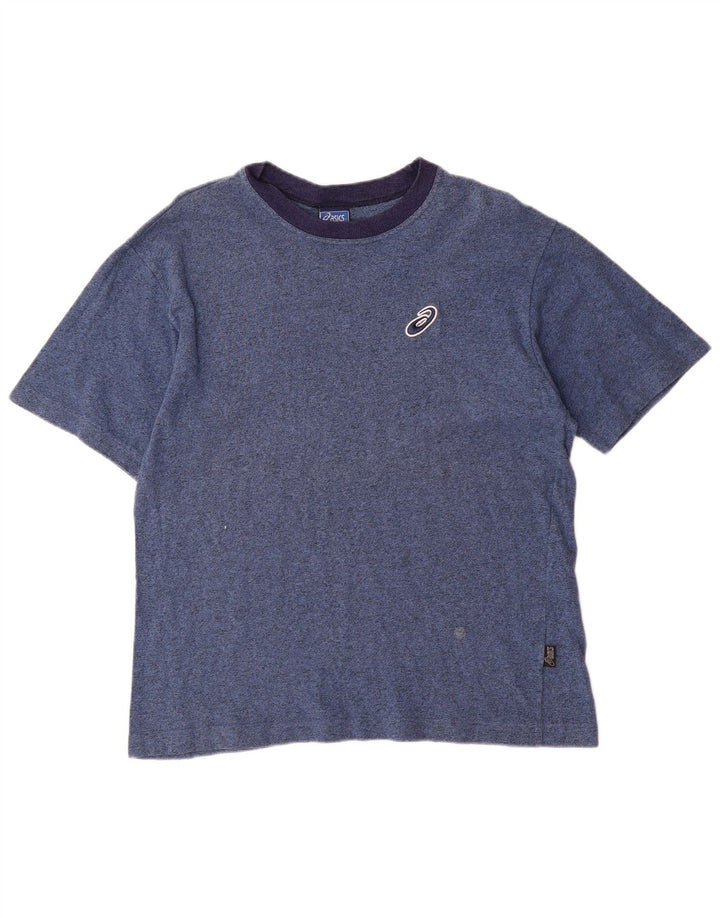Camiseta masculina ASICS Top médio algodão manchado azul