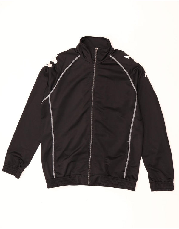 Kappa Mens Graphic Tracksuit Top Jacket Grande Preto Colorblock Poliéster