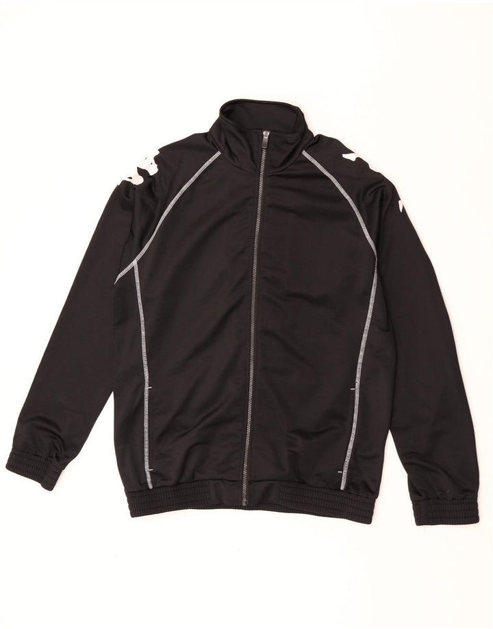 Kappa Mens Graphic Tracksuit Top Jacket Grande Preto Colorblock Poliéster