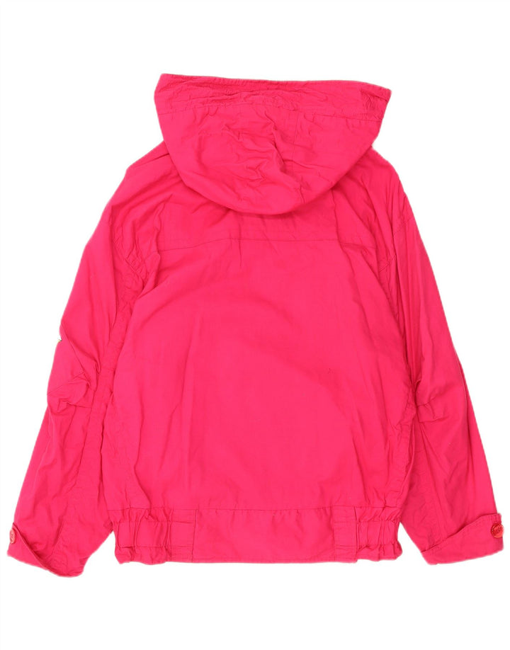 Jaqueta corta-vento vintage feminina com capuz grande Reino Unido 12 algodão rosa médio