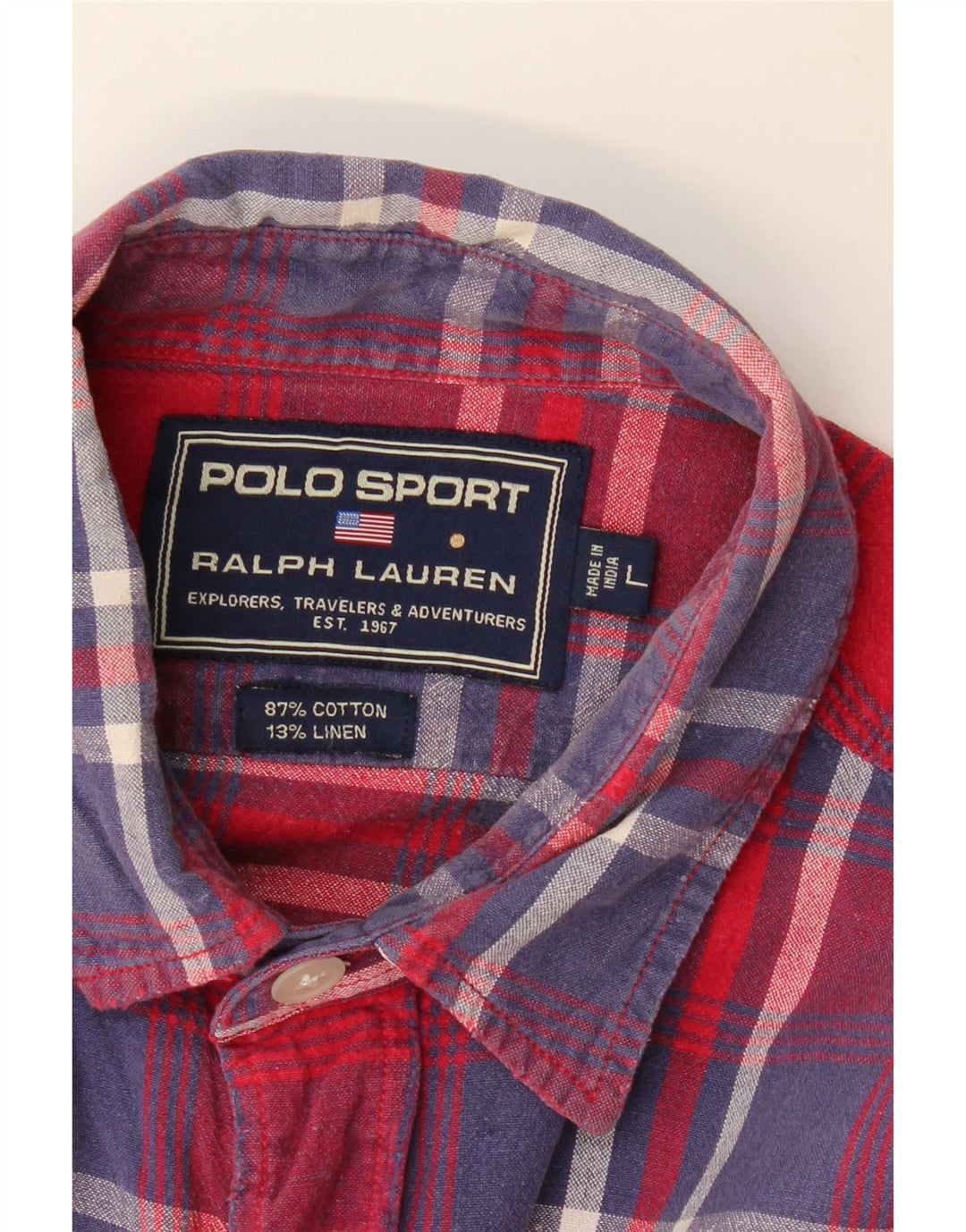 Camisa masculina de manga curta RALPH LAUREN grande algodão xadrez vermelho
