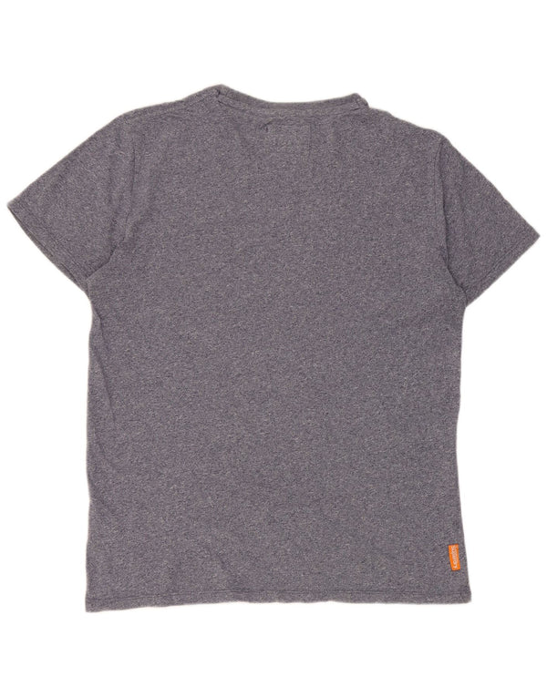 Camiseta masculina Superdry Top XL azul marinho algodão manchado