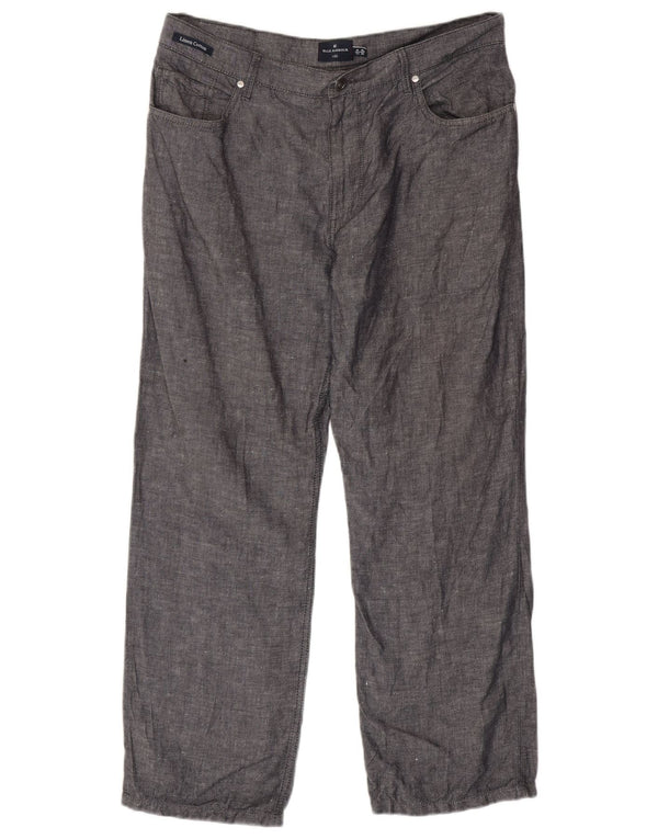 Calça casual reta masculina Marks & Spencer Blue Harbor W36 L29 cinza