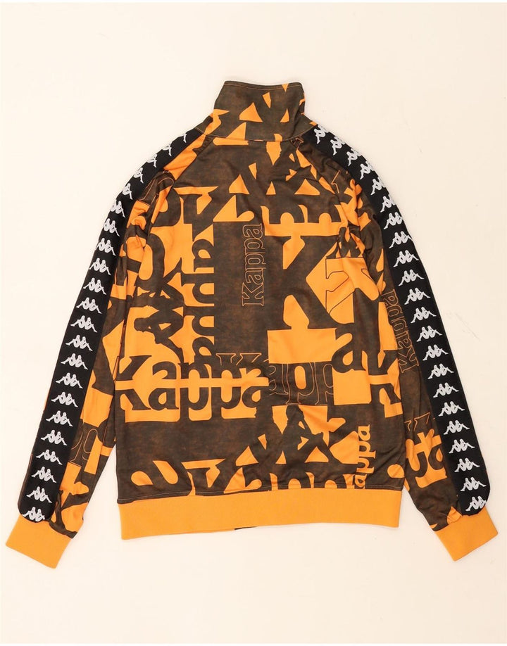 Kappa Mens Graphic Tracksuit Top Jaqueta Pequena Laranja Geométrica Poliéster