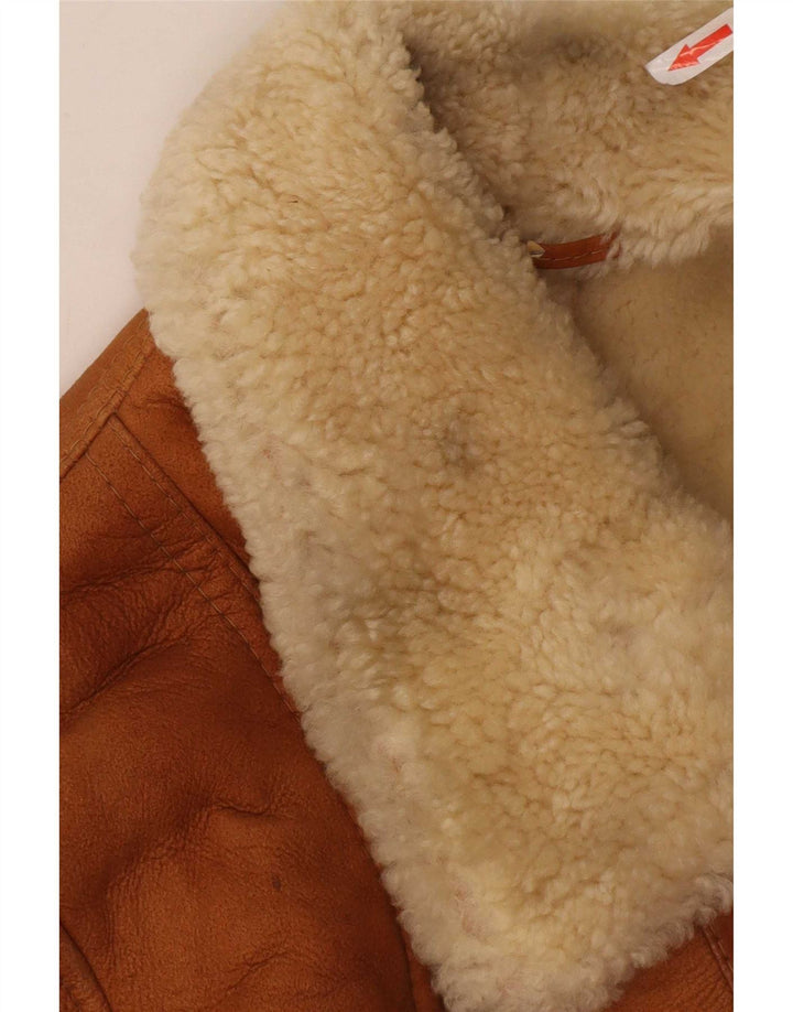 Vintage Mens Shearling Jacket IT 52 XL Beige