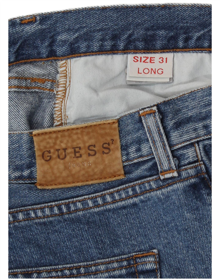 Guess Mens Straight Jeans W31 L31 Azul Algodão