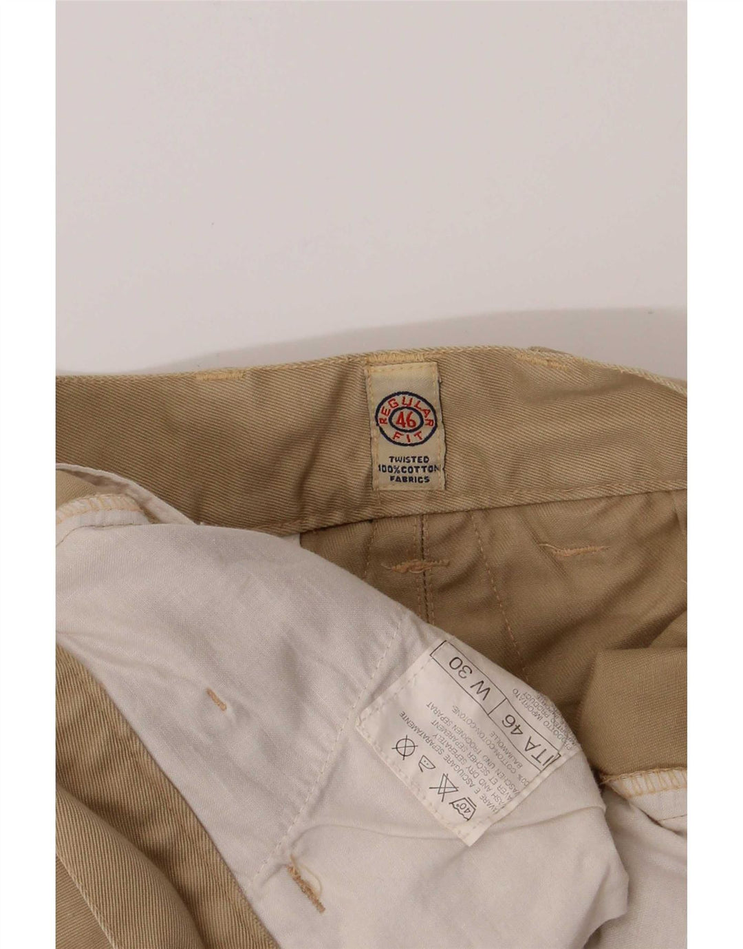 Shorts cargo regulares masculinos vintage W30 algodão cáqui médio