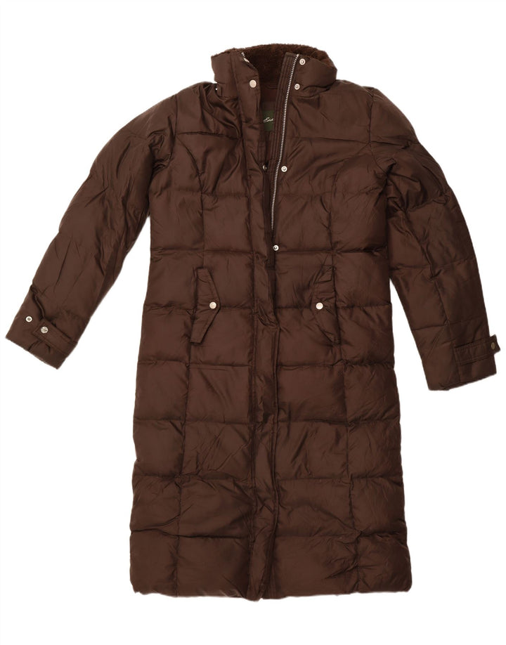 Casaco acolchoado grande feminino Eddie Bauer UK 10 pequeno poliéster marrom