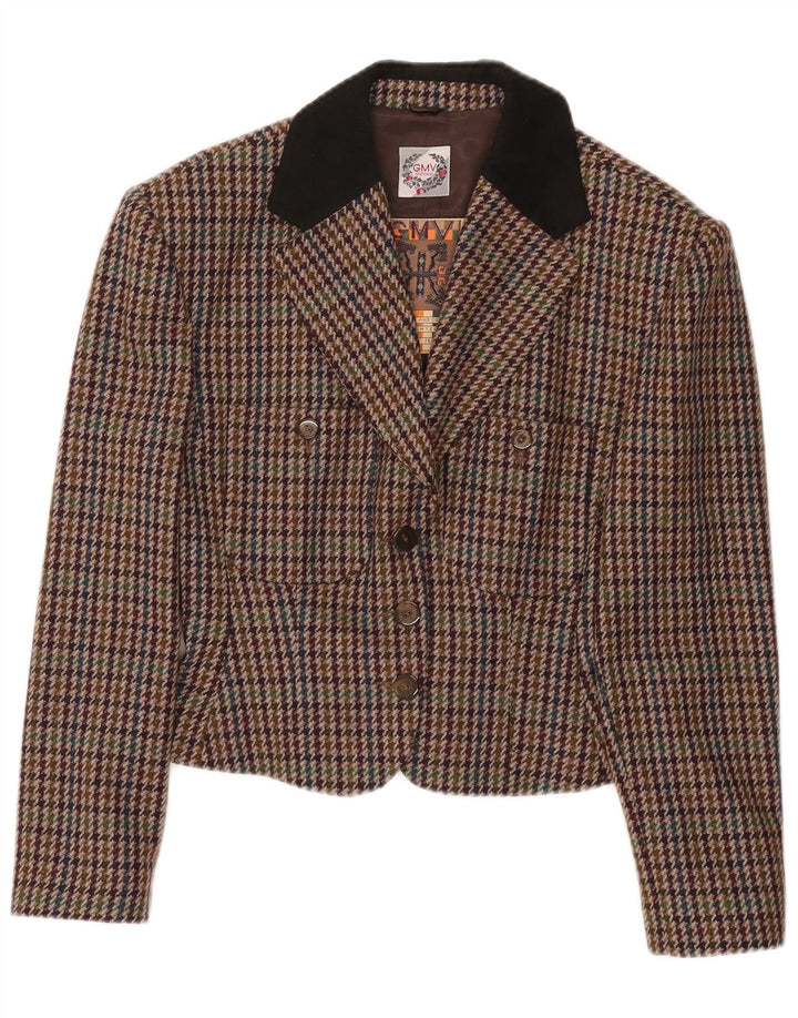 Jaqueta blazer vintage feminina IT 42 Houndstooth médio multicolorido