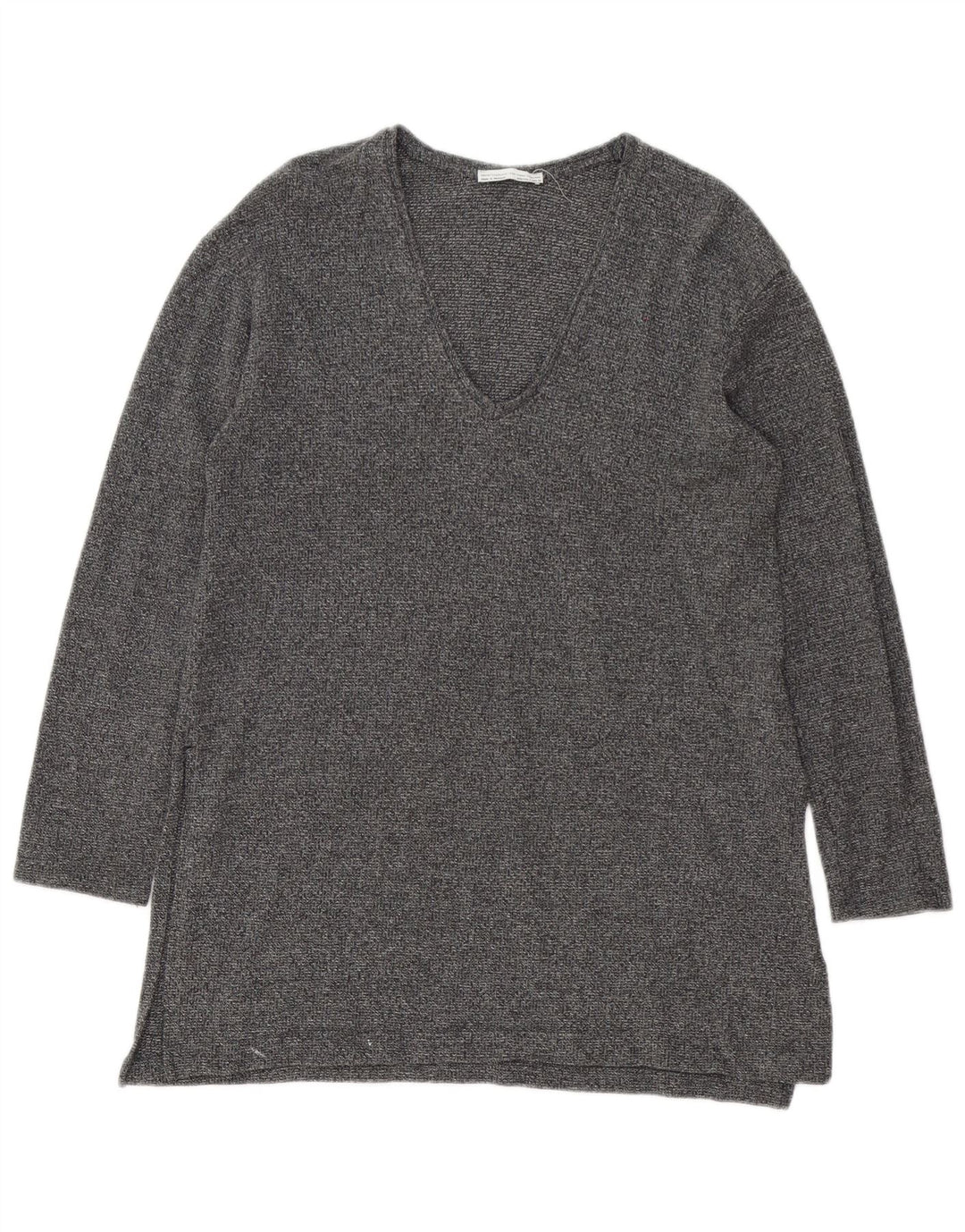 Túnica feminina de manga comprida Zara UK 14 grande cinza