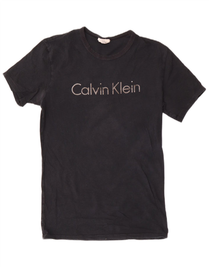 Camiseta masculina Calvin Klein com estampa gráfica pequena de algodão preto