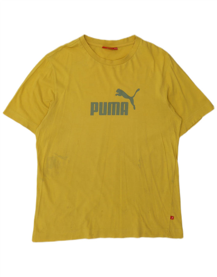 PUMA Mens Graphic T-Shirt Top Medium Yellow