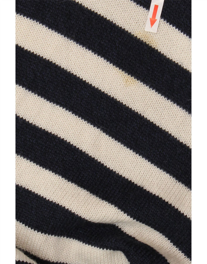 Suéter feminino Cos com gola redonda UK 14 lã listrada azul marinho médio