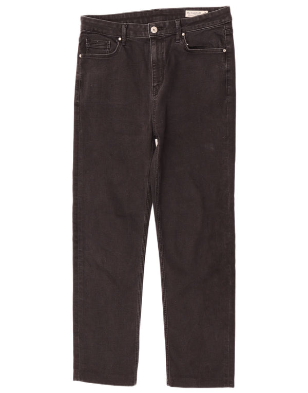 Calça jeans feminina Marks & Spencer The Sienna Straight UK 14 grande W32 L27 preta