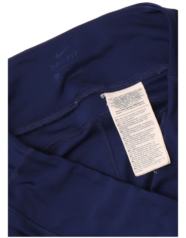 Leggings Nike Womens Dri Fit UK 14 Grande Poliéster Geométrico Azul Marinho